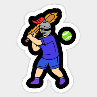 Cute cartoon knight playing softball Sticker